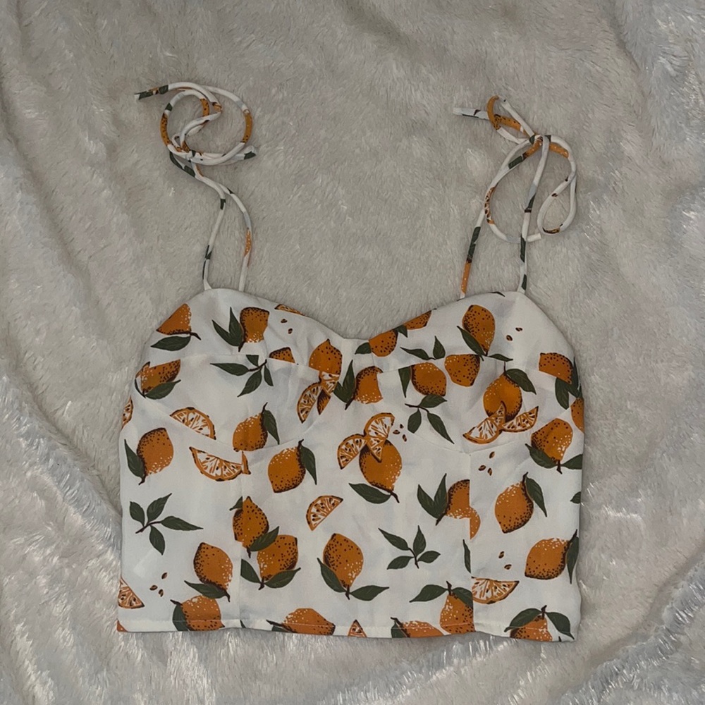White tank w/ citrus print